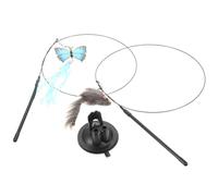 TEHAUX Two-headed Feather Cat Toy Teaser Stick Interactive Kitten Toy for Household Cat Plaything Sucker Teaser for Indoor Entertainment
