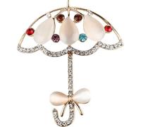 TEHAUX Umbrella Lapel Pin for Women Clothes, Metal Brooch with Cat Eye Stone and Rhinestones, Decorative Clothes Ornament for Scarf, Hat, and Suit Accessories Random Color