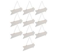TEHAUX Unfinished Wooden Arrow Sign Smooth Surface and Authentic Wood Grain 10pcs with Hanging Rope, Rustic Brown Wood Plaque Can Stand on Shelves for Events and Home Decoration