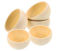 TEHAUX Unpainted Wooden Bowls for Kids DIY Crafts 5-Pack Small Smooth Surface Bowls 2.17X1.18 Inch Wooden Bowls for Painting Drawing and Creative Projects