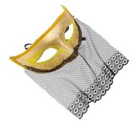 TEHAUX Venetian Lace Half Face Mask with Golden Pvc and Mesh Material for Stage Performances and Prom, Featuring Refined Craftsmanship and High-end Quality Masquerade Accessory