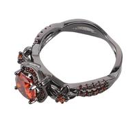 TEHAUX Vintage Gothic Black Ring for Men and Women with Red Zircon, Copper Material Featuring Safe Smooth Finish and Ergonomic Inner Arc, for Everyday Wear and Halloween Accessories