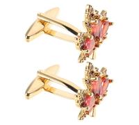TEHAUX Vintage Maple Leaf Cufflinks for Men in Orange Rhinestones Copper with Unique Design and Versatile Pairing, for Anniversary and Business Tuxedo Shirt Accessories