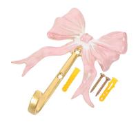 TEHAUX Vintage Metal Bowknot Hook Heavy Duty Decorative Wall Hanger for Bathroom Kitchen Living Pink Ornamental Coat Towel Holder with Charming Retro Style