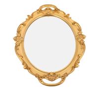 TEHAUX Vintage Oval Vanity Standing Mirror with Elegant French Style Frame Portable and Easy to Carry Table Makeup Mirror for Bedroom and Countertop Space