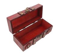 TEHAUX Vintage Wooden Treasure Chest Keepsake Craft Box with Hinged Lid Secure Latch Classic Organizer for Jewelry Trinkets and Crafts Decorative Antique Storage Box for Home and