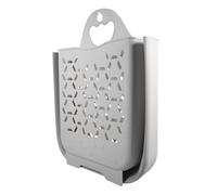TEHAUX Wall Hanging Laundry Basket Foldable Dirty Clothes Basket with Handle for Bedroom Bathroom Use 12X6X15 Inch White