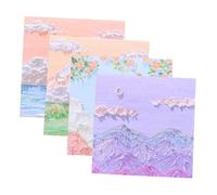 TEHAUX Watercolor Self-stick Note Pads Pages Each Reusable Adhesive Memo Pads with Elegant Japanese Aesthetic for School Office and Student Writing Supplies