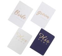 TEHAUX Wedding Vow Books for Couples Elegant Wedding Speech Cards Kit with Romantic Pattern Smooth Texture Delicate Design for Ceremony and Engagement White Modern Style