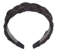 TEHAUX Wide Five-strand Deep Brown Plaited Hair Headband with Synthetic Fishbone Braid Anti-slip Hair Hoop for Women and Stylish for Daily and Travel Use