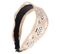 TEHAUX Wide Raffia Headband for Women Featuring Effortless Styling and Beautiful Hairstyles, Beige Plastic Material, for Beach Outfits and Occasions with A Trendy Bohemian Vintage Design