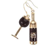 TEHAUX Wine Earrings for Women Dangle Earrings Lightweight Alloy Red and Golden Adorable Wine Cup Bottle Shape Not Easy to Fade Or Deform Valentine
