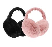 TEHAUX Winter Earmuffs 2 Pack - Foldable Plush Ear Muffs for Immediate Warmth in Cold Weather - for Commuting, Dog Walks, Winter Markets, School Runs, Women & Girls