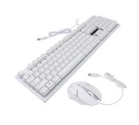 TEHAUX Wired USB Mechanical Gaming Keyboard Mouse Set White Backlit Suspension Design Durable Wear Resistant Material Non Conflict Layout for Office Gamer
