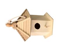 TEHAUX Wood Bird House Pendant Wooden Bird Cage Garden Hanging Shape Idyllic Style Structure Unique Design