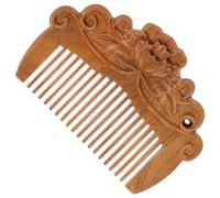 TEHAUX Wood Comb Women Hair Styling Comb Relief Carving Mini Portable Healthy Hair Care Brown Solid Wood Unique Gift for Scalp Massage
