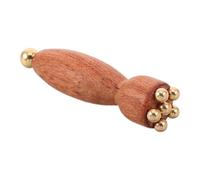 TEHAUX Wood Facial Massage Tool with Brass Beads, Mini Lotus Pod Shape Eye Massager Roller for Stable Single-handed Use and Smooth Rolling, for On-the-go Relaxation