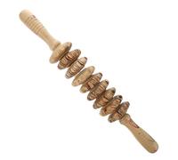 TEHAUX Wooden 9-Roller Back and Abdominal Massage Stick Handheld Muscle Massager Manual Patterned Body Massage Tool for Relaxation and Circulation Improvement