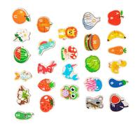 TEHAUX Wooden Alphabet Puzzle Letters with Animal and Fruit Shapes Preschool Learning Montessori Letter Matching Game Educational Shape Sorting Activity