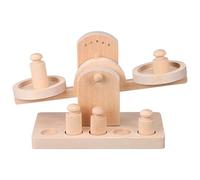 TEHAUX Wooden Balance Scale Toy for Kids with 5 Weights -Educational Math Learning Tool - Smooth Finish Stable Base Creative Assembly Stem Toy for Classroom Home