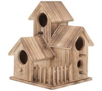 TEHAUX Wooden Bird Nesting Cottage for Small Parrots and Bluebirds, Cabin Style Bird House with DIY Painting and Easy to Clean Features, Decorative Craft for Porch and Garden