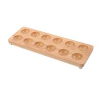 TEHAUX Wooden Egg Holder Double Row Sturdy Acacia Egg Storage Tray with Anti-break Protection for Kitchen Countertop and Refrigerator