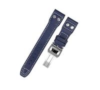 TEHDFG 20/21/22mm Leather Watch Strap Compatible With IWC PILOT'S WATCHES IW328203 Folding Buckle Bracelet Compatible With IWC PORTUGIESER IW371446(1-blue,20mm)