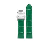 TEHDFG Compatible With Cartier Santos Sandoz 100 Leather Watchband 20 23 24.5mm Solid Steel Buckle Flat Interface Unisex Black Brown Strap(Blue Pink,20mm)