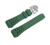 TEHDFG Compatible With Richard Mille Silicone Watchband With Protruding Interface 21mm Wide 25mm Raw Ear Men Watch Strap(Green-silver)