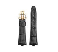 TEHDFG Compatible With Vacheron Constantin Overseas VC 4500V 5500V 7900V Cowhide Watch Band Convex Mouth Watchesband(Black gold fold)