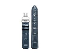 TEHDFG Convex Leather Watchband Compatible With Ulysse Nardin MARINE 6300 263 6319 Men's And Women's Bracelet 24 * 12MM 26 * 12MM Blue Strap Accessorie(Blue silver,24-12mm)