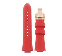 TEHDFG Convex Mouth Silicone Watch Strap Compatible With Ulysse Nardin MARINE Diving Rubber Sports Wristband Black Blue Men's Bracelet(Red rose,24x12mm)
