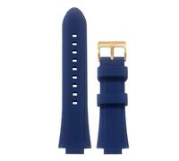 TEHDFG Convex Mouth Silicone Watch Strap Compatible With Ulysse Nardin MARINE Diving Rubber Sports Wristband Black Blue Men's Bracelet(Blue C gold,24x12mm)