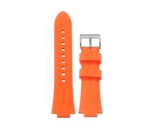 TEHDFG Convex Mouth Silicone Watch Strap Compatible With Ulysse Nardin MARINE Diving Rubber Sports Wristband Black Blue Men's Bracelet(Orange C silver,24x12mm)