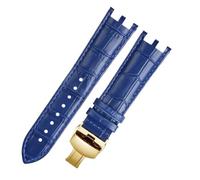 TEHDFG Double Notch Watch Strap 22mm, Compatible With Versace V-RACECHRONO Leather Watch Strap GTM Accessories(A-Blue gold)
