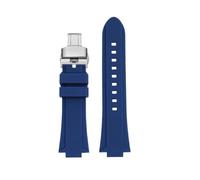 TEHDFG Modified Silicone WatchBand Compatible With Casio Edifice Rubber Watch Strap EFB-680 ECB-10YD GST-B400 26x14m 26x12mm Men Accessories(Blue silver Folding,14mm Convex)