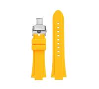 TEHDFG Modified Silicone WatchBand Compatible With Casio Edifice Rubber Watch Strap EFB-680 ECB-10YD GST-B400 26x14m 26x12mm Men Accessories(Yellow sk Folding,14mm Convex)