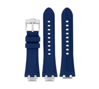 TEHDFG Quick Release Rubber Strap Compatible With Maurice Lacroix AI1108 AIKON Series Bracelet AI6008 Silicone Watchband AI6007 AI6038 AI6058 6006(Blue silver P-metal,AI6006)