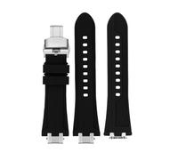 TEHDFG Quick Release Rubber Strap Compatible With Maurice Lacroix AI1108 AIKON Series Bracelet AI6008 Silicone Watchband AI6007 AI6038 AI6058 6006(Black silver-metal,AI6006)