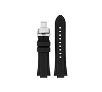 TEHDFG Quick Release Rubber Strap Compatible With Maurice Lacroix AI1108 AIKON Series Bracelet AI6008 Silicone Watchband AI6007 AI6038 AI6058 6006(Black silver,AI1018)