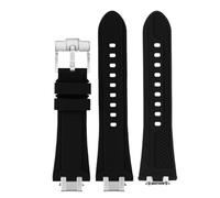 TEHDFG Quick Release Rubber Strap Compatible With Maurice Lacroix AI1108 AIKON Series Bracelet AI6008 Silicone Watchband AI6007 AI6038 AI6058 6006(Black silver P-metal,AI6006)