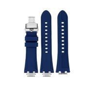 TEHDFG Quick Release Rubber Strap Compatible With Maurice Lacroix AI1108 AIKON Series Bracelet AI6008 Silicone Watchband AI6007 AI6038 AI6058 6006(Blue silver-metal,AI1018)