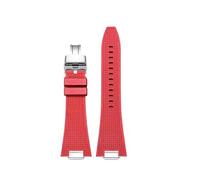 TEHDFG Quick Release Silicone Watch Strap Compatible With Tissot PRX T137.407 T137.410 Fluorine Rubber Bracelet 27-12mm(A-Red-silver)