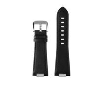 TEHDFG Raised Leather Strap Compatible With Tissot PRX Super Player T137.407/T137.410-12mm Quick Release Band With Buckle(B-Black-silver a)