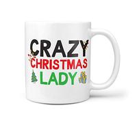TeHe Gifts Crazy Christmas Lady Mug - GIF for Her for Someone Who Loves Christmas Xmas Woman Secret Santa Under 10 Pounds Idea Family Gifts