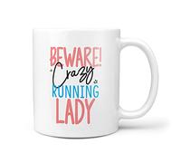 TeHe Gifts Crazy Running Lady Funny Birthday Idea Gift Mug for Her