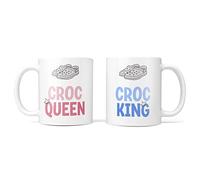 TeHe Gifts - Croc Queen & Croc King 10oz Gift Mug Set 2 Mugs for Couples Who Wear Crocs