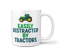 TeHe Gifts - Easily Distracted by Tractors 10oz Gift Mug for Farmer Him Her Men Or Women Farm