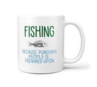 TeHe Gifts Fisher Gift Mug Fishing Because Punching People is Frowned Upon Funny 10oz Mug