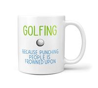TeHe Gifts Golf Gift Mug Golfing Because Punching People is Frowned Upon Funny 10oz Mug